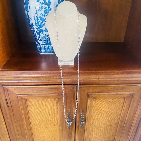 Vintage Vendome Silver Sparkle Round Disk Chain Necklace 52" - Picture 4 of 7